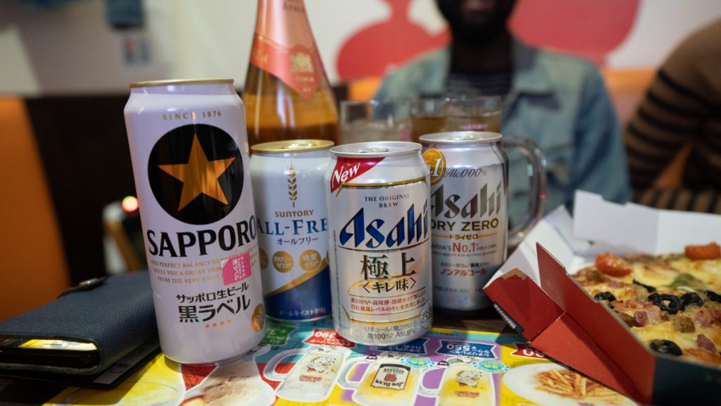 beer at the karaoke in japan