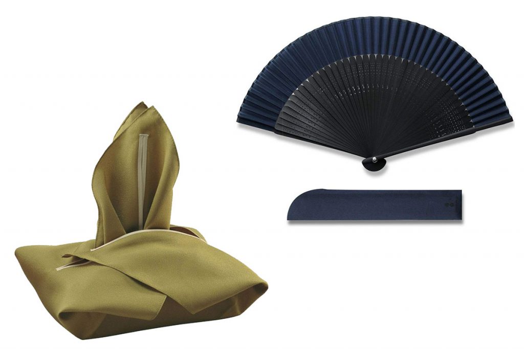 Accessories: bag and fan for male yukata